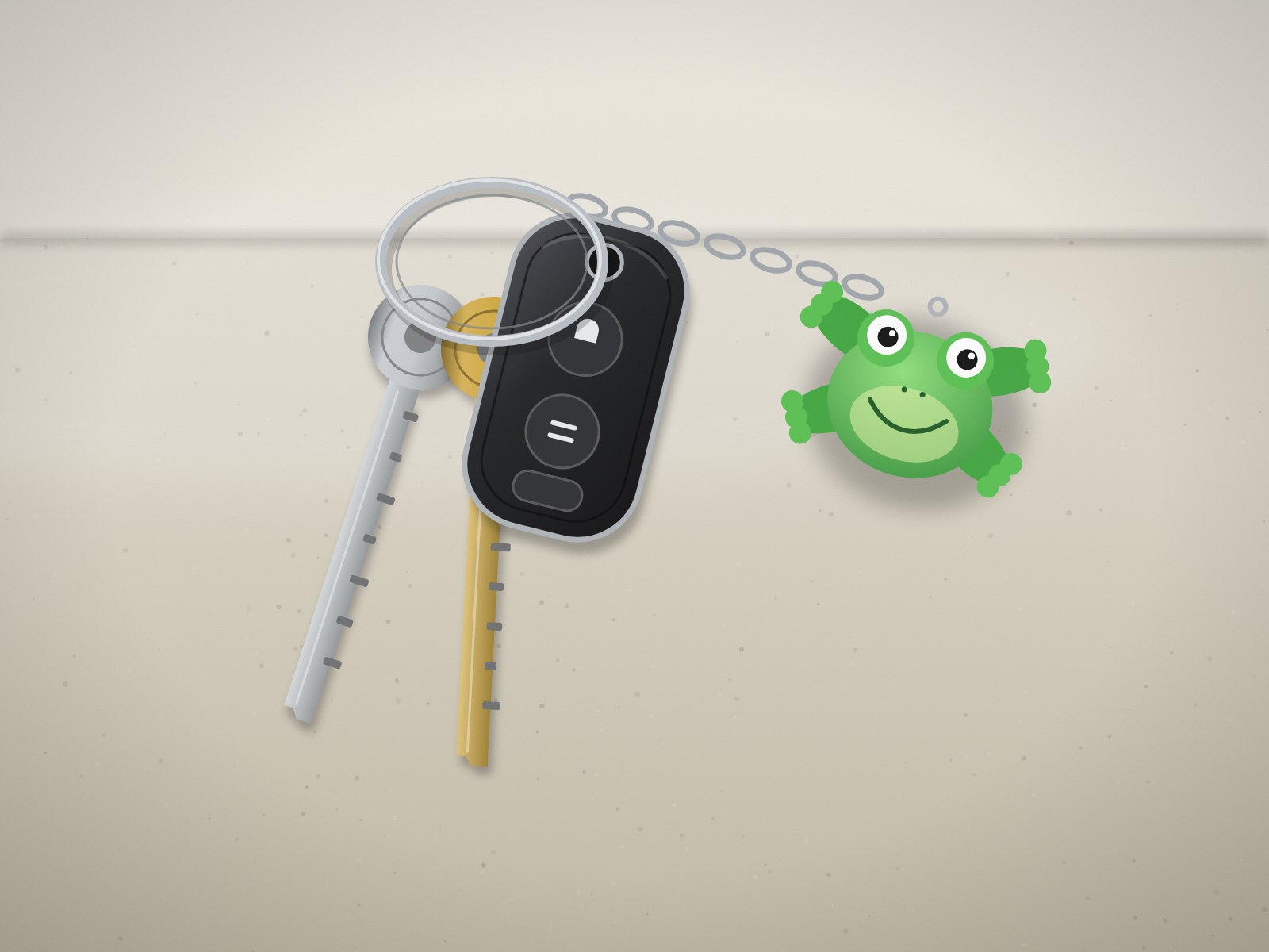 Keys with a frog keyring